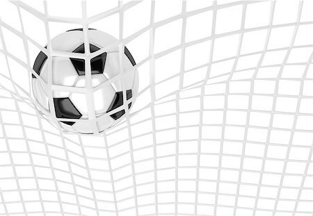 simsearch:400-08372849,k - Soccer ball in white net. Goal action as a symbol of competition and scoring. 3D illustration Stock Photo - Budget Royalty-Free & Subscription, Code: 400-08629988