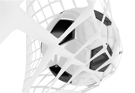 simsearch:400-08372849,k - Soccer ball in white net. Goal action as a symbol of competition and scoring. 3D illustration Stock Photo - Budget Royalty-Free & Subscription, Code: 400-08629989