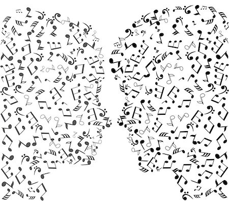 simsearch:400-07486457,k - vector illustration of man and woman musical notes heads Stock Photo - Budget Royalty-Free & Subscription, Code: 400-08620191