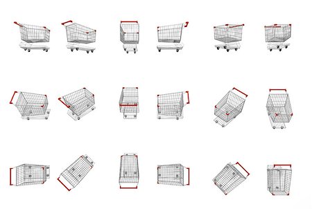 simsearch:400-08899989,k - empty supermarket carts with red plastic handles, different view, 3D Rendering Stockbilder - Microstock & Abonnement, Bildnummer: 400-08620228