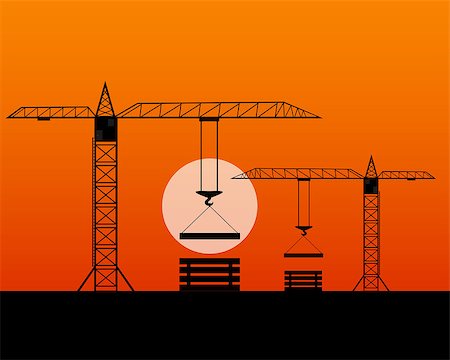 simsearch:400-04392741,k - two tall cranes lifted concrete slabs evening time Foto de stock - Super Valor sin royalties y Suscripción, Código: 400-08620253
