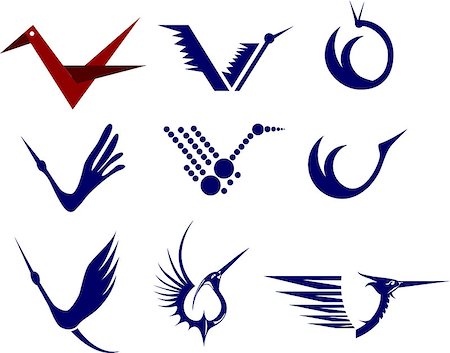 flying japanese crane - Icon Set of Cranes. Blue color simple vector illustrations. Stock Photo - Budget Royalty-Free & Subscription, Code: 400-08620377