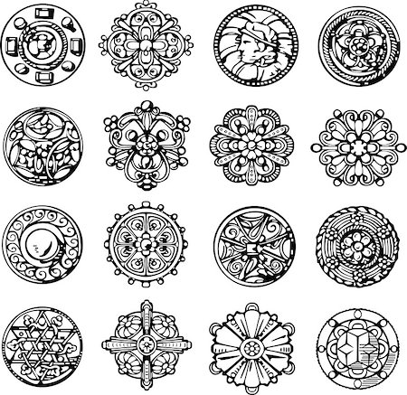 simsearch:400-05904692,k - Set of Retro Circle Dingbats. Black and white vector illustrations. Stock Photo - Budget Royalty-Free & Subscription, Code: 400-08620379