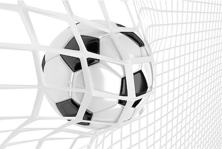 simsearch:400-08372849,k - Soccer ball in white net. Goal action as a symbol of competition and scoring. 3D illustration Stock Photo - Budget Royalty-Free & Subscription, Code: 400-08620434