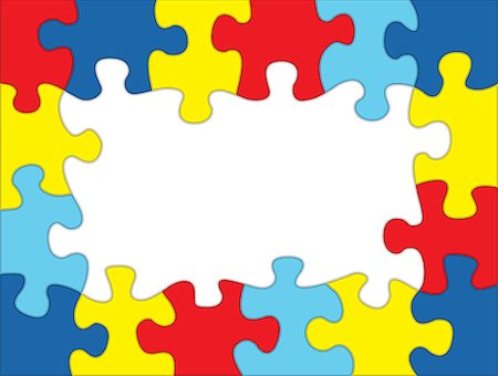 A frame made out of autism awareness colored puzzle pieces. Room for copy. Vector EPS 10 available. Stockbilder - Microstock & Abonnement, Bildnummer: 400-08620520