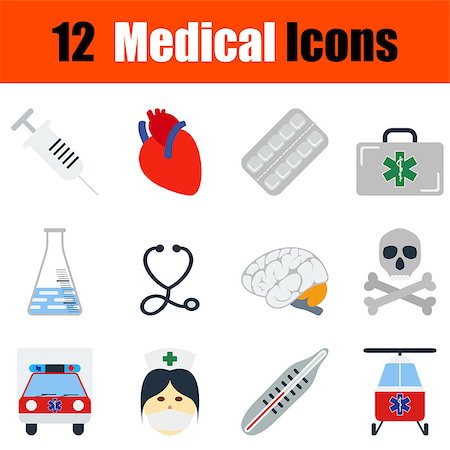 simsearch:400-08620539,k - Flat design medical icon set in ui colors. Vector illustration. Photographie de stock - Aubaine LD & Abonnement, Code: 400-08620540