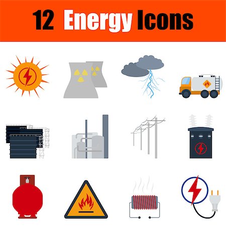 Flat design energy icon set in ui colors. Vector illustration. Stock Photo - Budget Royalty-Free & Subscription, Code: 400-08620557
