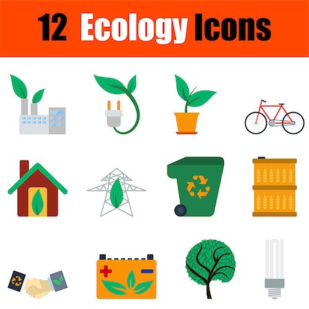 Flat design ecology icon set in ui colors. Vector illustration. Stock Photo - Budget Royalty-Free & Subscription, Code: 400-08620552