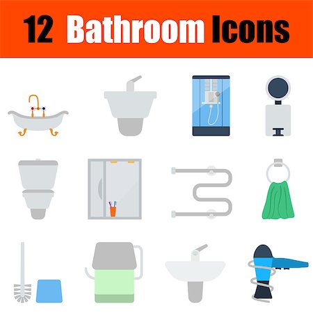 simsearch:400-08133885,k - Flat design bathroom icon set in ui colors. Vector illustration. Photographie de stock - Aubaine LD & Abonnement, Code: 400-08620560