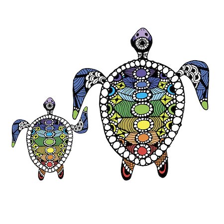 simsearch:400-07325692,k - Tortoise family, zentangle for your design. Vector illustration Foto de stock - Super Valor sin royalties y Suscripción, Código: 400-08620685