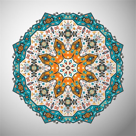 simsearch:400-06739339,k - Ornamental round colorful geometric pattern in aztec style Foto de stock - Super Valor sin royalties y Suscripción, Código: 400-08621060