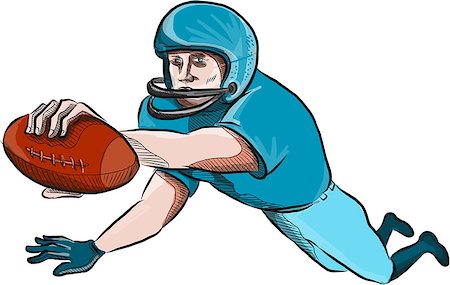 simsearch:400-08623964,k - Drawing sketch style illustration of an american football gridiron receiver with ball scoring touchdown set on isolated white background. Foto de stock - Royalty-Free Super Valor e Assinatura, Número: 400-08621195