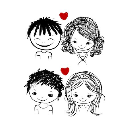 Couple in love together, valentine sketch for your design, vector illustration Photographie de stock - Aubaine LD & Abonnement, Code: 400-08621332