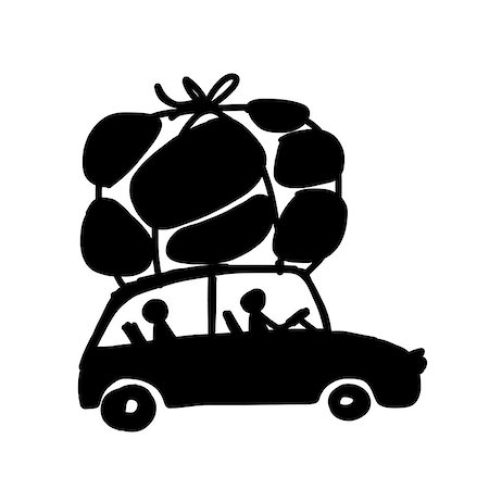 simsearch:400-05385132,k - Family traveling by car with luggage, vector illustration Stock Photo - Budget Royalty-Free & Subscription, Code: 400-08621348