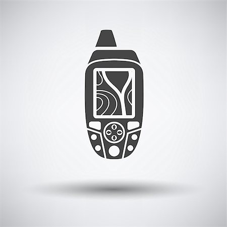 Portable GPS device icon on gray background with round shadow. Vector illustration. Foto de stock - Super Valor sin royalties y Suscripción, Código: 400-08621384