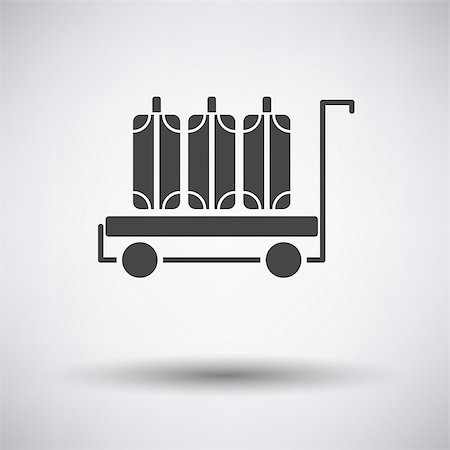 Luggage cart icon on gray background with round shadow. Vector illustration. Foto de stock - Super Valor sin royalties y Suscripción, Código: 400-08621399