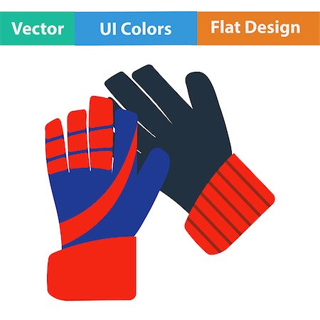 soccer goalie hands - Flat design icon of football   goalkeeper gloves in ui colors. Vector illustration. Stock Photo - Budget Royalty-Free & Subscription, Code: 400-08621434