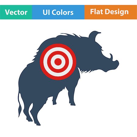 Flat design icon of boar silhouette with target  in ui colors. Vector illustration. Photographie de stock - Aubaine LD & Abonnement, Code: 400-08621439