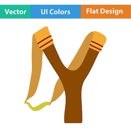 estilingue - Flat design icon of hunting  slingshot in ui colors. Vector illustration. Foto de stock - Royalty-Free Super Valor e Assinatura, Número: 400-08621431