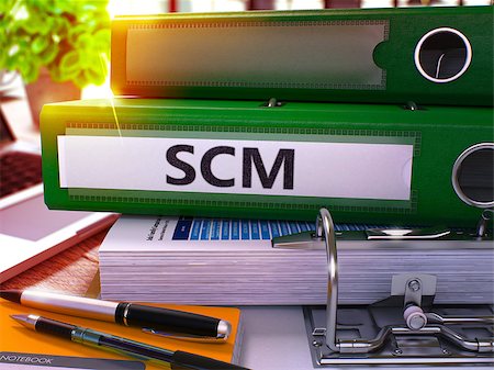 simsearch:400-08288360,k - Green Office Folder with Inscription SCM - Supply Chain Management - on Office Desktop with Office Supplies and Modern Laptop. SCM Business Concept on Blurred Background. SCM - Toned Image. 3D. Foto de stock - Super Valor sin royalties y Suscripción, Código: 400-08621515