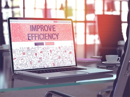 simsearch:400-07338798,k - Improve Efficiency Concept - Closeup on Landing Page of Laptop Screen in Modern Office Workplace. Toned Image with Selective Focus. 3D Render. Stock Photo - Budget Royalty-Free & Subscription, Code: 400-08621520