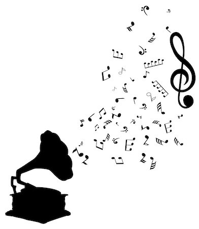 simsearch:400-08349890,k - vector illustration of musical notes gramophone Stock Photo - Budget Royalty-Free & Subscription, Code: 400-08621704