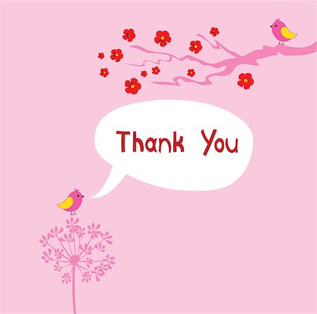 simsearch:400-05728242,k - vector illustration of a thank you card with birds Photographie de stock - Aubaine LD & Abonnement, Code: 400-08621708