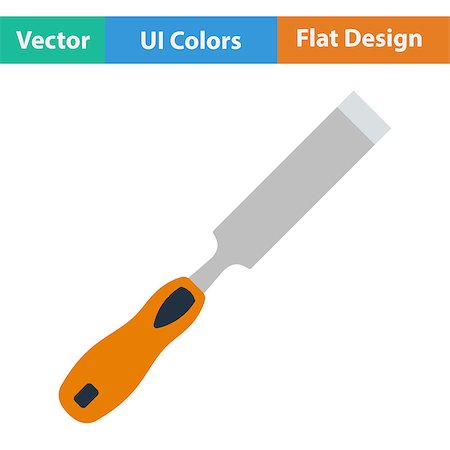 simsearch:400-08531083,k - Flat design icon of chisel in ui colors. Vector illustration. Stock Photo - Budget Royalty-Free & Subscription, Code: 400-08621786