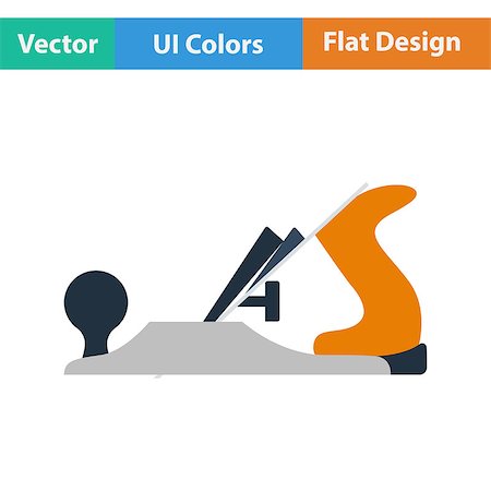 silhouette as carpenter - Flat design icon of jack-plane in ui colors. Vector illustration. Stock Photo - Budget Royalty-Free & Subscription, Code: 400-08621788