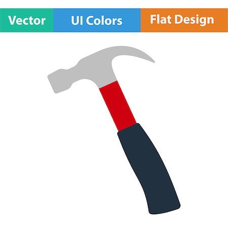 simsearch:400-03944870,k - Flat design icon of hammer in ui colors. Vector illustration. Foto de stock - Royalty-Free Super Valor e Assinatura, Número: 400-08621783