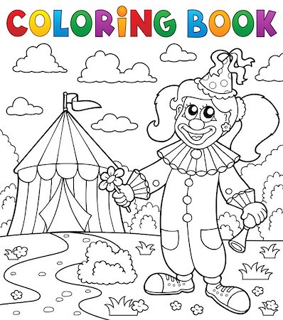 simsearch:400-05880767,k - Coloring book clown near circus theme 7 - eps10 vector illustration. Photographie de stock - Aubaine LD & Abonnement, Code: 400-08621954