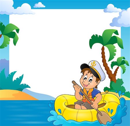 simsearch:400-08918506,k - Frame with little sailor in boat - eps10 vector illustration. Stock Photo - Budget Royalty-Free & Subscription, Code: 400-08621957