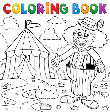 simsearch:400-05880762,k - Coloring book clown near circus theme 5 - eps10 vector illustration. Stock Photo - Budget Royalty-Free & Subscription, Code: 400-08621952