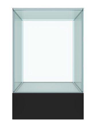 Empty glass showcase for exhibit isolated. 3D illustration Stock Photo - Budget Royalty-Free & Subscription, Code: 400-08622087