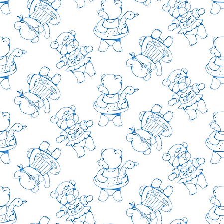 simsearch:400-04813777,k - Seamless pattern with funny cartoon bears.  Vector illustration. Fotografie stock - Microstock e Abbonamento, Codice: 400-08622211