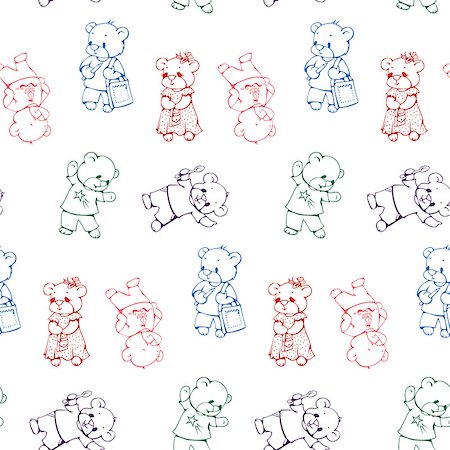 simsearch:400-04813777,k - Seamless pattern with funny cartoon bears.  Vector illustration. Fotografie stock - Microstock e Abbonamento, Codice: 400-08622212