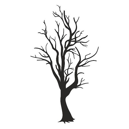 Vector Tree Silhouette Isolated on White Backgorund. Foto de stock - Super Valor sin royalties y Suscripción, Código: 400-08622316