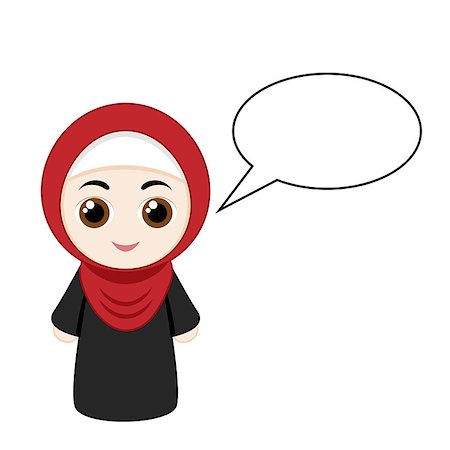 simsearch:400-08785263,k - Cartoon girl with red hijab isolated on white background. Vector illustration. Photographie de stock - Aubaine LD & Abonnement, Code: 400-08622370