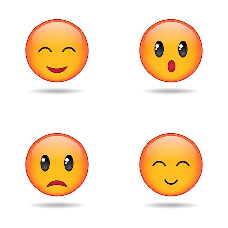 Set of emoji or emoticons isolated on white background. Vector illustration Foto de stock - Super Valor sin royalties y Suscripción, Código: 400-08622383