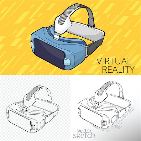 drawing of VR Virtual 3d reality goggles Foto de stock - Super Valor sin royalties y Suscripción, Código: 400-08622490
