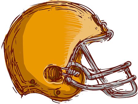 simsearch:400-08623964,k - Drawing sketch style illustration of an american football helmet viewed from the side done on isolated white background. Foto de stock - Royalty-Free Super Valor e Assinatura, Número: 400-08622738