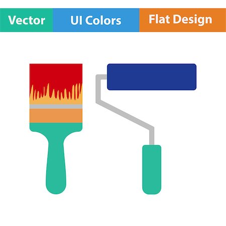 simsearch:400-08796800,k - Flat design icon of construction paint brushes in ui colors. Vector illustration. Foto de stock - Royalty-Free Super Valor e Assinatura, Número: 400-08622820