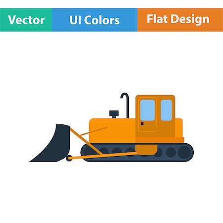 simsearch:400-05326745,k - Flat design icon of Construction bulldozer in ui colors. Vector illustration. Fotografie stock - Microstock e Abbonamento, Codice: 400-08622823