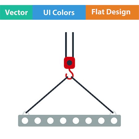 simsearch:400-04422019,k - Flat design icon of slab hanged on crane hook by rope slings  in ui colors. Vector illustration. Fotografie stock - Microstock e Abbonamento, Codice: 400-08622839