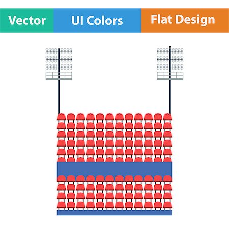 simsearch:400-06087440,k - Stadium tribune with seats and light mast icon. Flat design in ui colors. Vector illustration. Foto de stock - Royalty-Free Super Valor e Assinatura, Número: 400-08622856