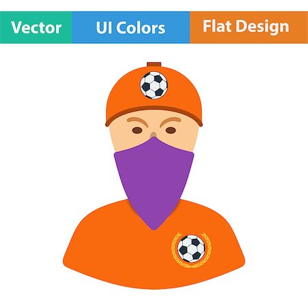 simsearch:400-07624970,k - Football fan with covered  face by scarf icon. Flat design in ui colors. Vector illustration. Foto de stock - Super Valor sin royalties y Suscripción, Código: 400-08622850