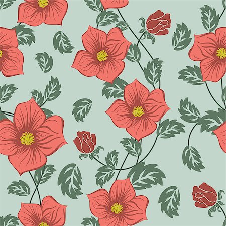 simsearch:400-08164930,k - Seamless floral ornate  pattern. Vector illustration. Stock Photo - Budget Royalty-Free & Subscription, Code: 400-08622879