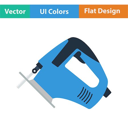 silhouette as carpenter - Flat design icon of jigsaw icon in ui colors. Vector illustration. Stock Photo - Budget Royalty-Free & Subscription, Code: 400-08622873