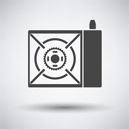 Camping gas burner stove icon on gray background with round shadow. Vector illustration. Stock Photo - Budget Royalty-Free & Subscription, Code: 400-08622889