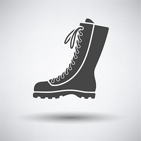 simsearch:400-06700048,k - Hiking boot icon on gray background with round shadow. Vector illustration. Stock Photo - Budget Royalty-Free & Subscription, Code: 400-08622903